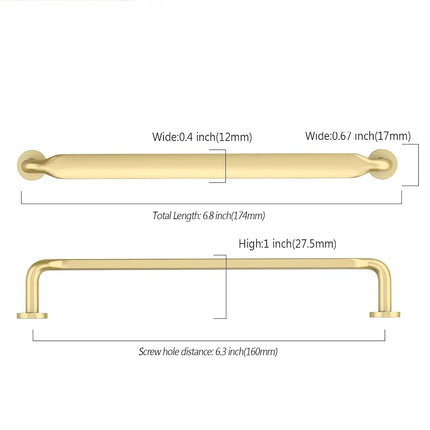 Asidrama 10 Pack 6.3 inch Brushed Gold Kitchen Cabinet Handles