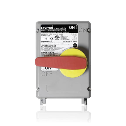 Leviton LDS30-AX Non-Fused Powerswitch Safety Disconnect Switch, 30 Amp, 600 Volt, Non-Metallic Enclosure