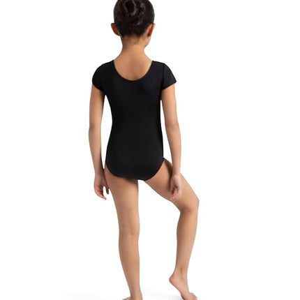 Capezio Girls Team Basic Short Sleeve Leotard, Black, 8-10