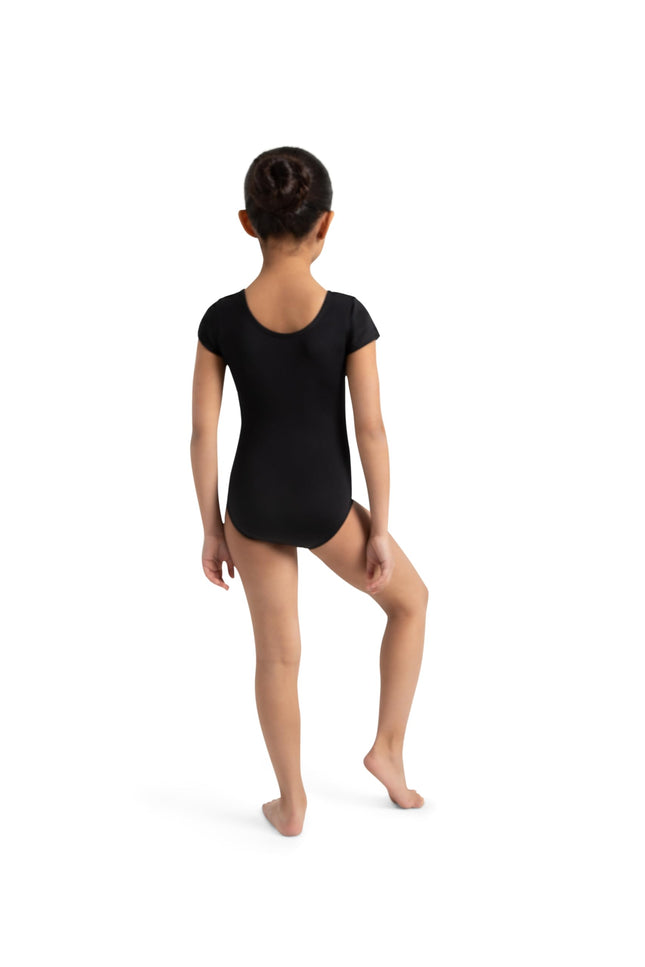Capezio Girls Team Basic Short Sleeve Leotard, Black, 8-10