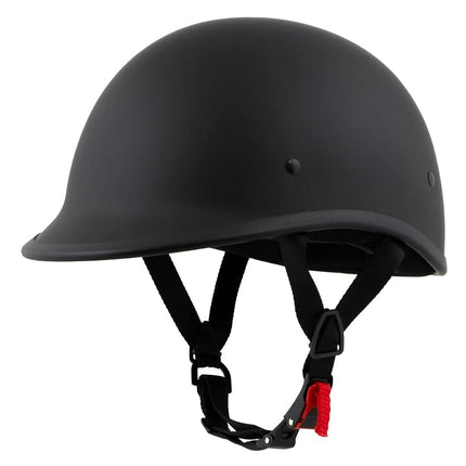 Milwaukee Helmets MPH9750DOT Dot Approved Matte Black 'Polo' Half Motorcycle Face Motorcycle Half Motorcycle Helmet for Men and Women Biker - X-Large