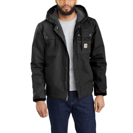 Carhartt Men's Relaxed Fit Washed Duck Sherpa-Lined Utility Jacket, Black, M