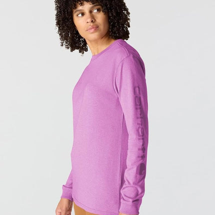 Carhartt Women's 103401 Women's WK231 Long Sleeve Logo T-Shirt, Cherry Bloom, L