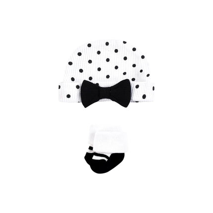 Hudson Baby Unisex Thermal Preemie Layette Set 4pc Long Sleeve Outfit, Black White Dots, Preemie