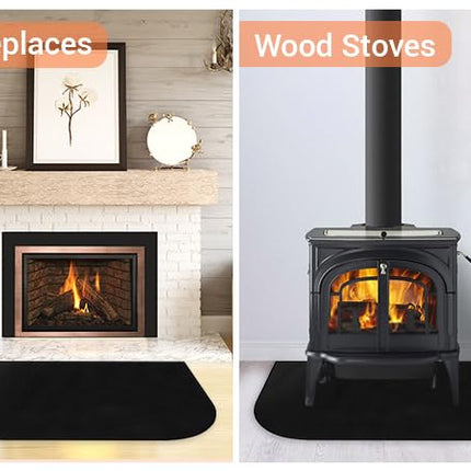 Fireplace Mat, Hearth Rug Fireproof, Fireplace Floor Mat, Fireproof Rug for Fireplaces and Woodstoves,Fire Resistant Fireplace Rug, D Shaped, Size 40" x24"