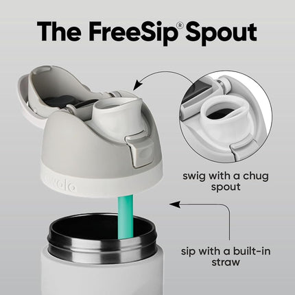 Owala FreeSip Stainless Steel Drinking Bottle with Push Button and Built-in Straw, 940 ml, Shy Marshmallow