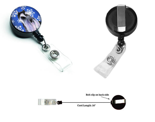 Caroline's Treasures Schnauzer Winter Snowflakes Holiday Retractable Badge Reel, Multicolor (SS4615BR)