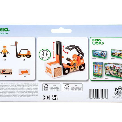 BRIO World Forklift Toy Vehicle for Kids Age 3 Years Up - Wooden Railway Add Ons & Accessories