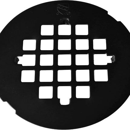 Westbrass A206P-62 2" No-Caulk PVC Compression Shower Drain with 4-1/4" Round Grid Cover, Matte Black