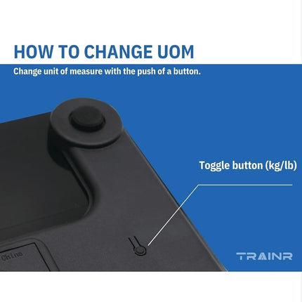 Trainr Digital Body Scale Trnr-BDYSCLE-BLK, Home Essential Body Weight Scale for People, Durable Bathroom Accessory, Smart Scale Compatible with Apple and Android OS, Workout and Fitness Equipment