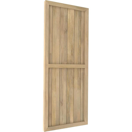 Ekena Millwork ARW101BF621X38UNH Americraft Six Exterior Real Wood Two Equal Panel Framed Board-n-Batten Shutters (Per Pair), 21"W x 38"H, Unfinished