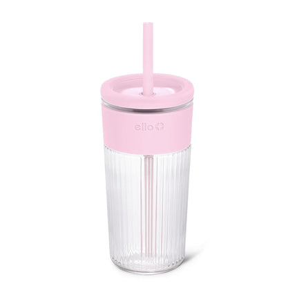 Ello Ava 18oz Glass Tumbler with Straw and Lid | P