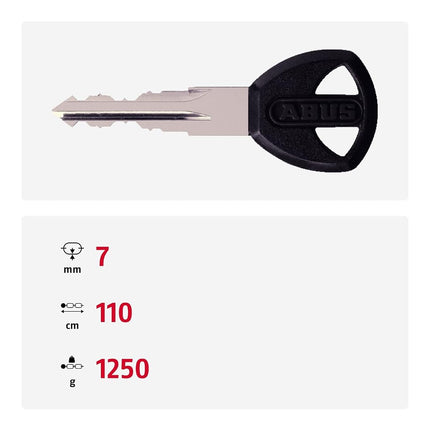ABUS Steel-O-Chain 8807K Chain Lock, 110 cm, Black