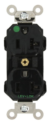 Leviton M8300-I Dispositif de câblage modulaire Lev-Lok, prise double corps large 20 A, 125 V, lame droite, qualité hospitalière, auto-mise à la terre, ivoire