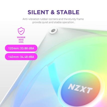 NZXT F120 RGB Core - 120mm Hub-Mounted RGB PC Case Fan - White