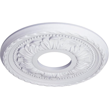 Ekena 11 3/8" OD x 3 5/8" ID x 7/8" P Palmetto Ceiling Medallion (Fits Canopies up to 4 1/2"), Polyurethane, Primed