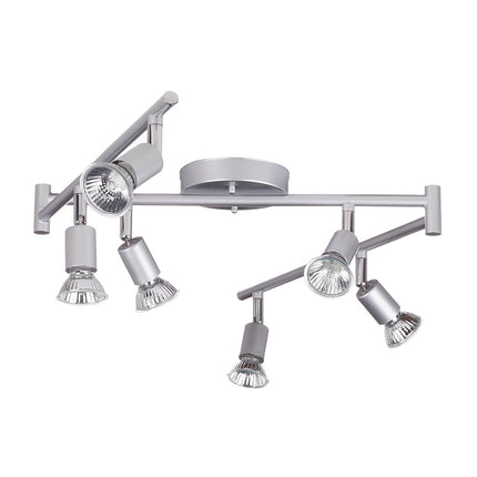 Globe Electric 59351 6-Light Foldable Track Lighting, Matte Silver, Foldable Track Lighting, 6 Bulb Kitchen Light, Track Light Heads, Track Lighting Kit, Ceiling Light Fixture, Track Ceiling Light