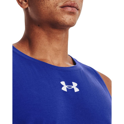 Under Armour Mens Baseline Tank Top Royal Blue/White XS