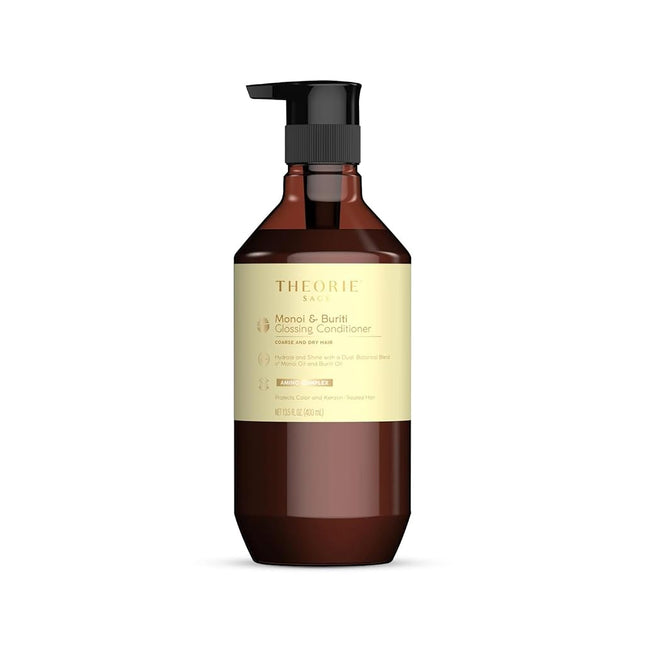 Theorie Monoi & Buriti Glossing Conditioner | Hydrate & Shine | Irresistible Scent of Strawberry, Tangerine & Orange | for Coarse & Dry Hair | Protects Color & Keratin Treated Hair | 400ml