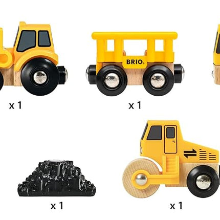 BRIO World Construction Vehicles for Kids Age 3 Years Up - Wooden Railway Train Set Add On Accessories