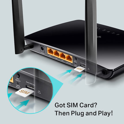 TP-Link AC1200 4G+ Cat4 Wireless Dual Band Router, 4X10/100Mbp ports, 4G Network Micro SIM Slot Unlocked, Connects up to 64 Devices, Plug and Play, Guest & Parental Control, UK Plug (Archer MR400)
