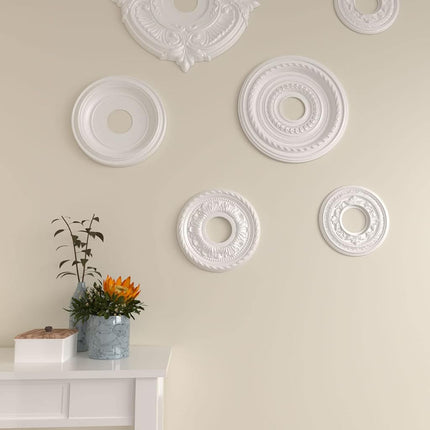 Ekena 11 3/8" OD x 3 5/8" ID x 7/8" P Palmetto Ceiling Medallion (Fits Canopies up to 4 1/2"), Polyurethane, Primed