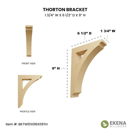 Ekena BKTW01X06X09THAL 1 3/4-Inch Width x 6 1/2-Inch Depth x 9-Inch Height Small Thorton Wood Bracket - Alder