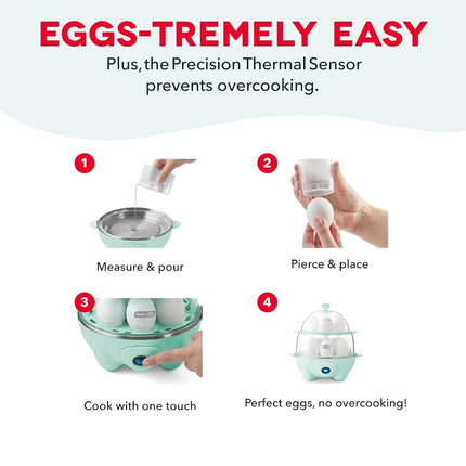 Cocina huevos Dash Deluxe rápida para huevos duros, escalfados, revueltos, tortillas, vegetales al vapor, dumplings y más, capacidad para 12 unidades, con función de apagado automático - Blanco