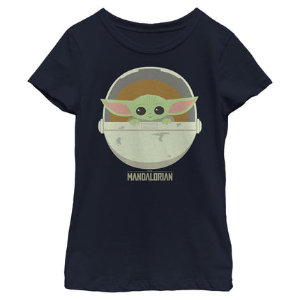 T-shirt à manches courtes STAR WARS Mandalorian The Child Cute Bassinet pour fille, Bleu marine, TP