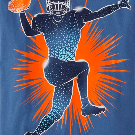 The Children's Place Sports Short Sleeve Graphic T-Shirts, Football/Player/Game on 3-Pack, Large