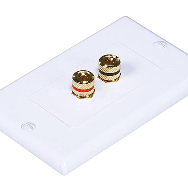iMBAPrice (5 Pack) Premium 2 Connector Banana Wall Plate - Banana Plug Binding Post Wall Plate for Speakers