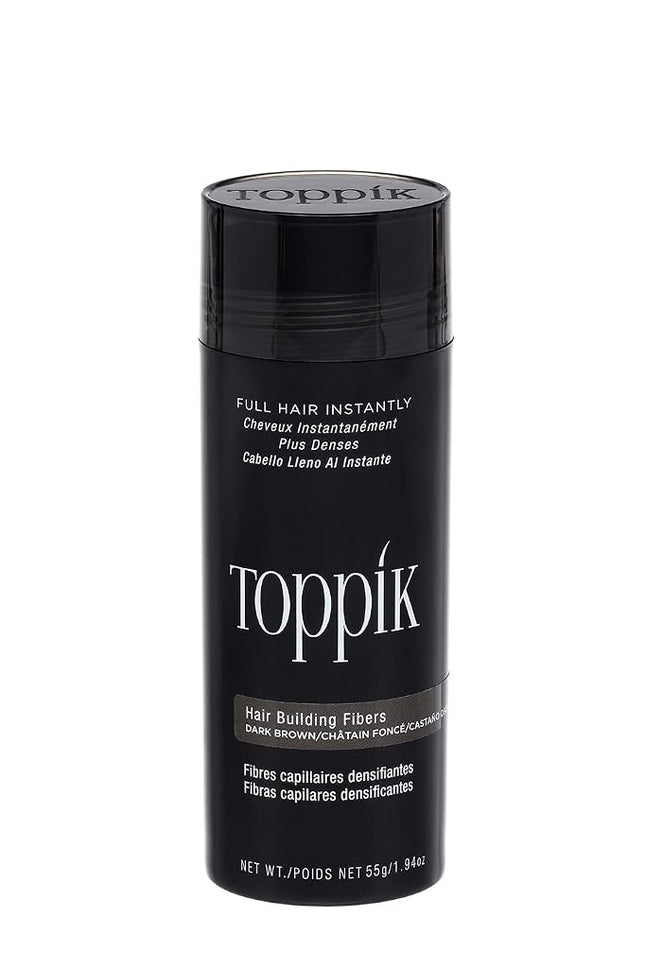 Toppik Hair Building Fibres Dark Brown, 55g - Thicker Fuller Look Instantly, Natural Keratin Protein, Wind Sweat & Rain Resistant, Easy to Apply, For Men & Women who are thinning