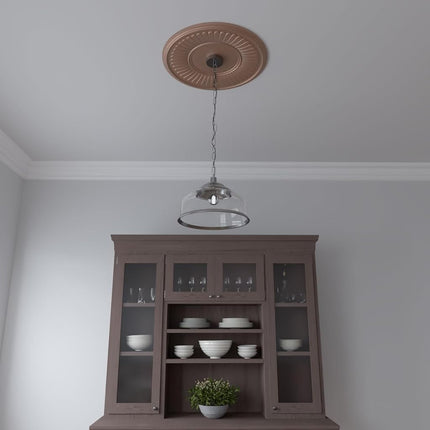 Ekena Millwork CMP22BECAC Berkshire Thermoformed PVC Ceiling Medallion (Fits Canopies up to 10 1/8"), 22"OD, Aged Copper