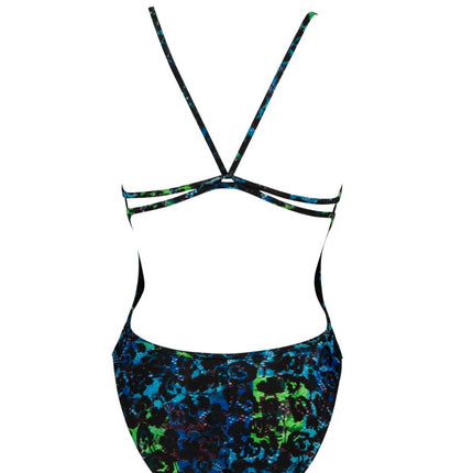 Arena Womens Print Lace Back MaxLife One Piece Athletic Training Swimsuit, Botanic, 22