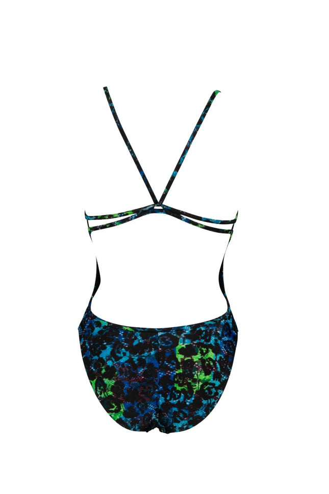 Arena Womens Print Lace Back MaxLife One Piece Athletic Training Swimsuit, Botanic, 22