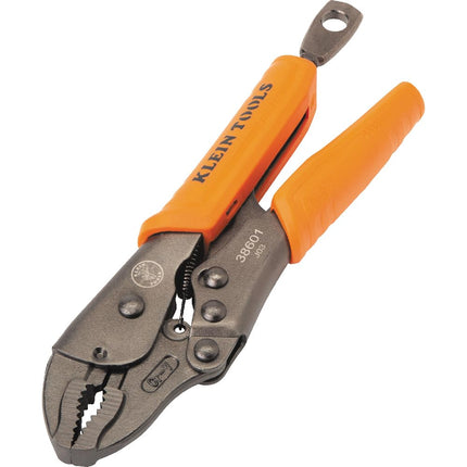 Klein Tools 38601 Curved Jaw Locking Pliers with Quick Release Handles, Intuitive Thumb Knob, High Torque, Mole Grips for Clamping and Gripping, 7-Inch