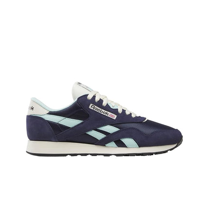 Reebok Men's Classic Nylon Sneaker, Vector Navy/Glitch Aqua/Vintage Chalk, 4 UK