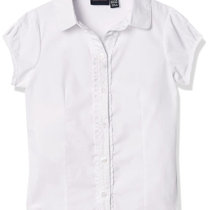 Nautica Girls' Short Sleeve Blouse, White, 16