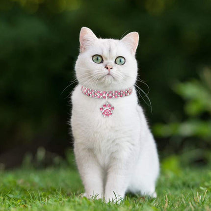 RayMinsino Pet Collar with Diamonds, Adjustable Crystal Diamond Elastic Heart Claw Pendant Wedding cat and Dog Small pet Necklace Jewelry