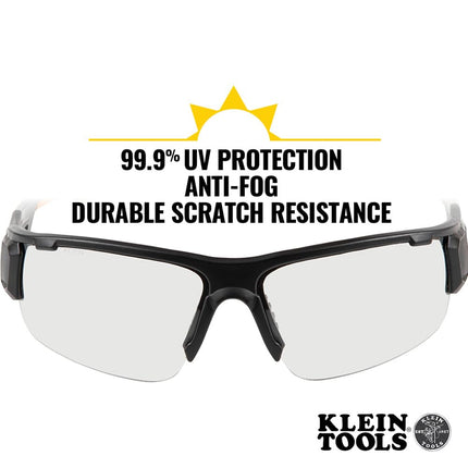 Klein Tools 60536 Safety Glasses, Professional PPE Protective Eyewear with Semi Frame, Scratch Resistant and Anti-Fog, Indoor/Outdoor Lens