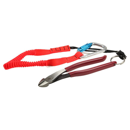 Klein Tools D248-9STT Pliers, Ironworker's Diagonal Cutting Pliers with High-Leverage Design ad Split Ring for Tethering, 8-Inch