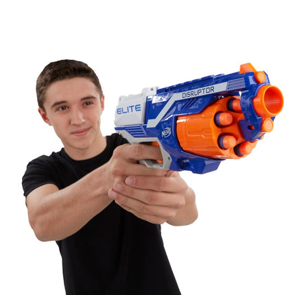Lanzador NERF Disruptor Elite - Tambor giratorio de 6 dardos, disparo rápido, incluye 6 dardos oficiales Nerf Elite - para niños, adolescentes y adultos