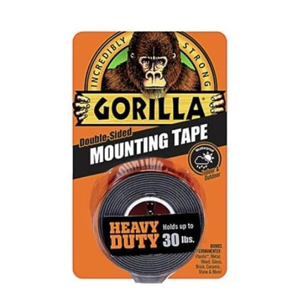 Gorilla - Heavy Duty Double Sided Mounting Tape, Weatherproof, 1" x 60", Black, (Pack of 1)