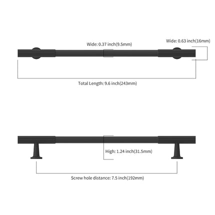 Asidrama 10 Pack 7.5 Inch(192mm) Matte Black Cabinet pulls Kitchen Cabinet Handles, Cabinet Pulls Kitchen Cabinet Hardware for Cupboard Drawer Pulls