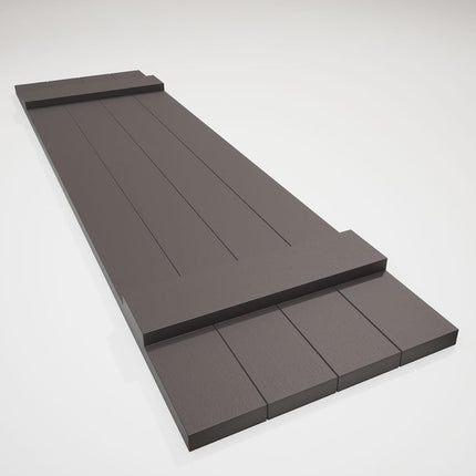 14"W x 44"H Lifetime Vinyl, TailorMade Four Board Joined (2 Batten), Board-n-Batten Shutters, w/Shutter-Loks (Per Pair), Musket Brown