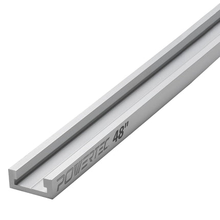 POWERTEC 71167 Rail en T à onglet en aluminium, 121,92 cm, Gris aluminium