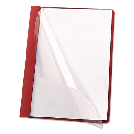 Smead Clear Front Report Cover, 3 1/2 Inches Double Tang Fasteners, Letter Size, Red, 25 Per Box (87461)