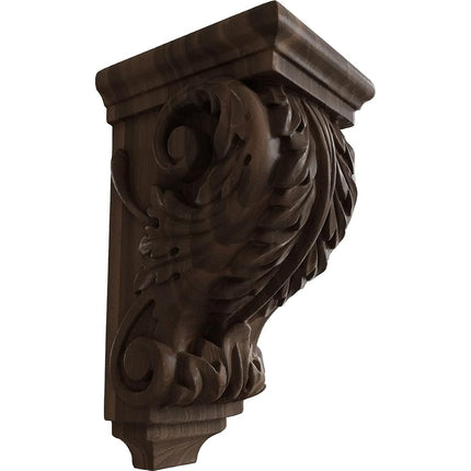Ekena CORW03X04X07ACWA 3 1/2-Inch Width x 4-Inch Depth x 7-Inch Height Small Acanthus Wood Corbel - Walnut