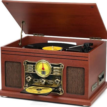 FEKTIK 10 in 1 Bluetooth Record Player, 3-Speed Tu