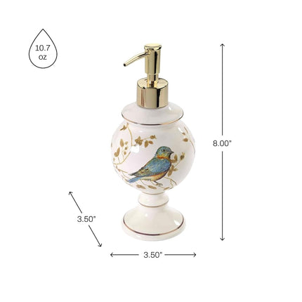 Avanti Linens - Lotion Pump/Soap Dispenser, Countertop Accessories, Nature Inspired Bathroom Decor (Gilded Birds Collection)